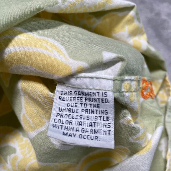 Reyn Spooner Hawaiian Shirt Men XL Green Yellow Inside Out Floral Vacation - Picture 5 of 9